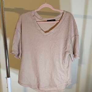 Casual V-Neck Tan Top